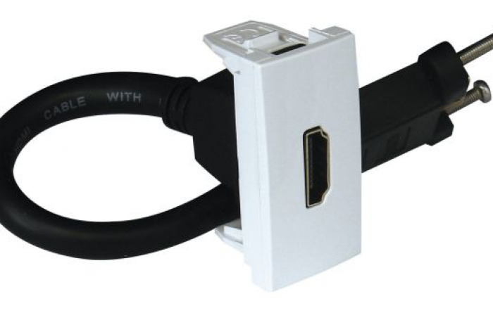 HDMI РОЗЕТКА С КОННЕКТОРОМ - 1 МОД., БЕЛЫЙ 
